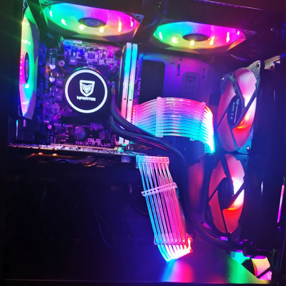 Удлинительный кабель ARGB GPU 3x8PIN Rainbow Lighting Cable 8 + Strimer Wire 24PIN MOBO VGA RGB удлинитель