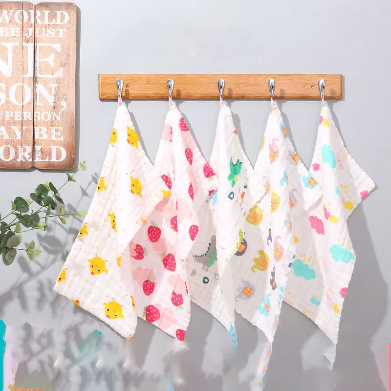 

Six layers 25*50 small square towel soft and absorbent nursery gauze baby saliva towel children face towel Burp Cloths