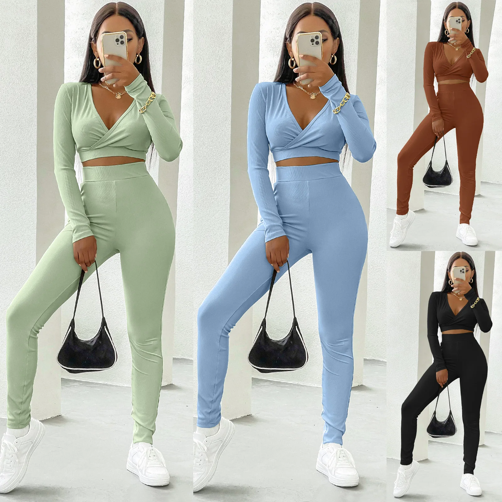 

European and American Women's 2021 New Autumn Wish Explosive Sports Suit Women's Autumn and Winter Two-piece Suit