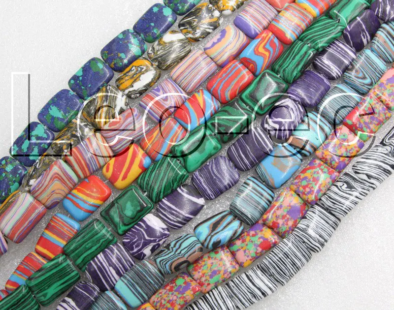 

13X18mm oblong Multicolor malachite Beads Strand ForJewelry Making 15" V1252