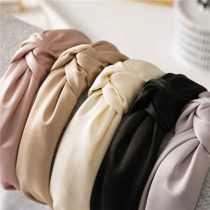 

Women Wide Side Headband Twisted Knotted Head Hoop Solid Color Hair band Simple Fabric Hairband Girls Hair Hoop Hair Accessories