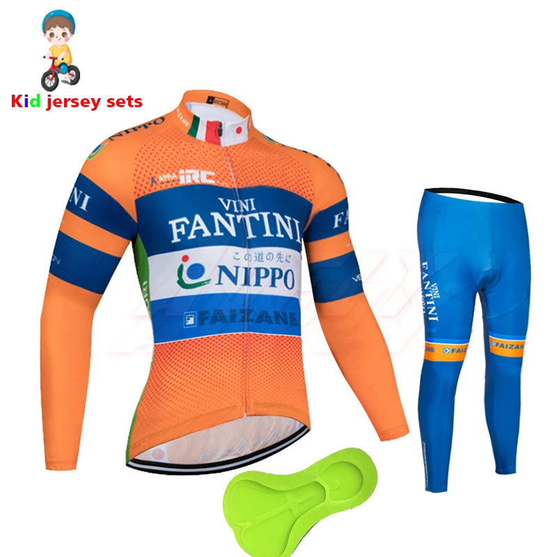 new pro team FANTINI Orange blue children's cycling long sets kids clothes bicycle for equipment bike clothing |
