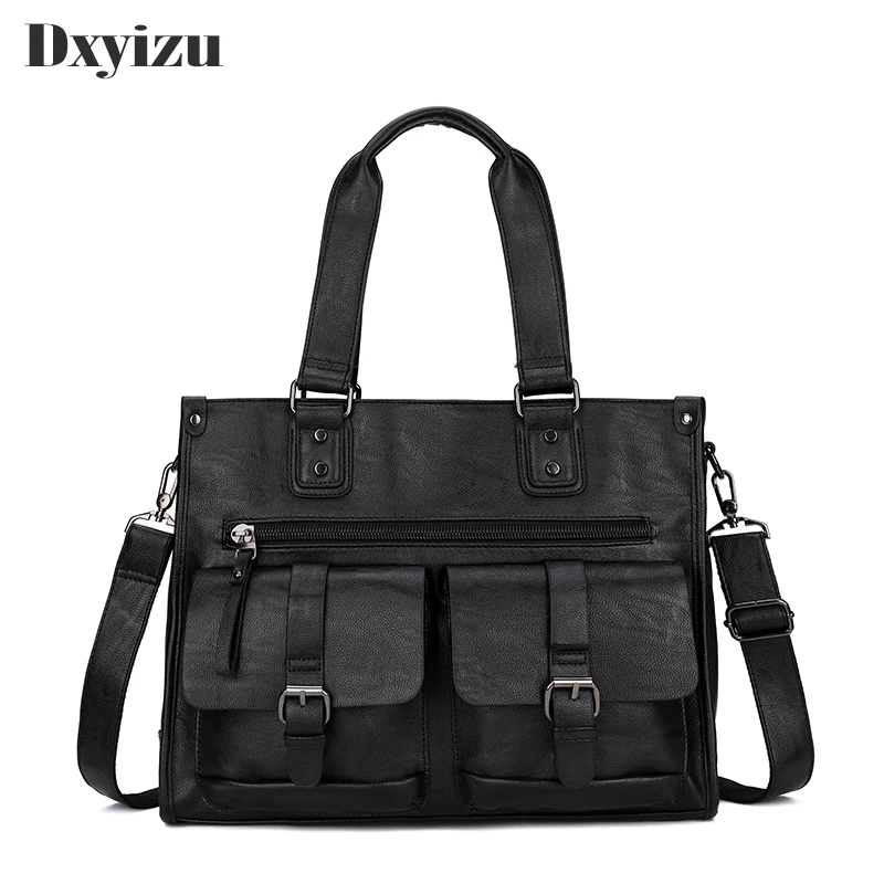 

Men's Briefcase Messenger Shoulder Bags Large Capacity Handbag Business High Quality Leather Computer Bags Laptop Multifunction