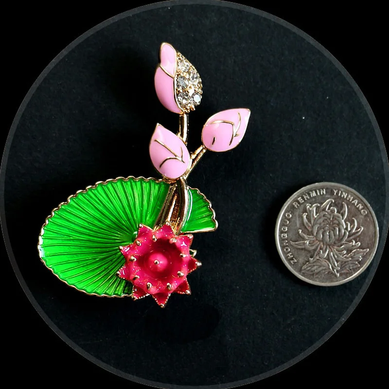 Женская Винтажная брошь в виде лилии зеленая с жемчугом | Украшения и аксессуары