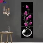 Алмазная живопись, вышивка крестиком, искусство, с фиолетовыми цветами тюльпана, элегантные 3 панели, вертикальная версия, домашний декор