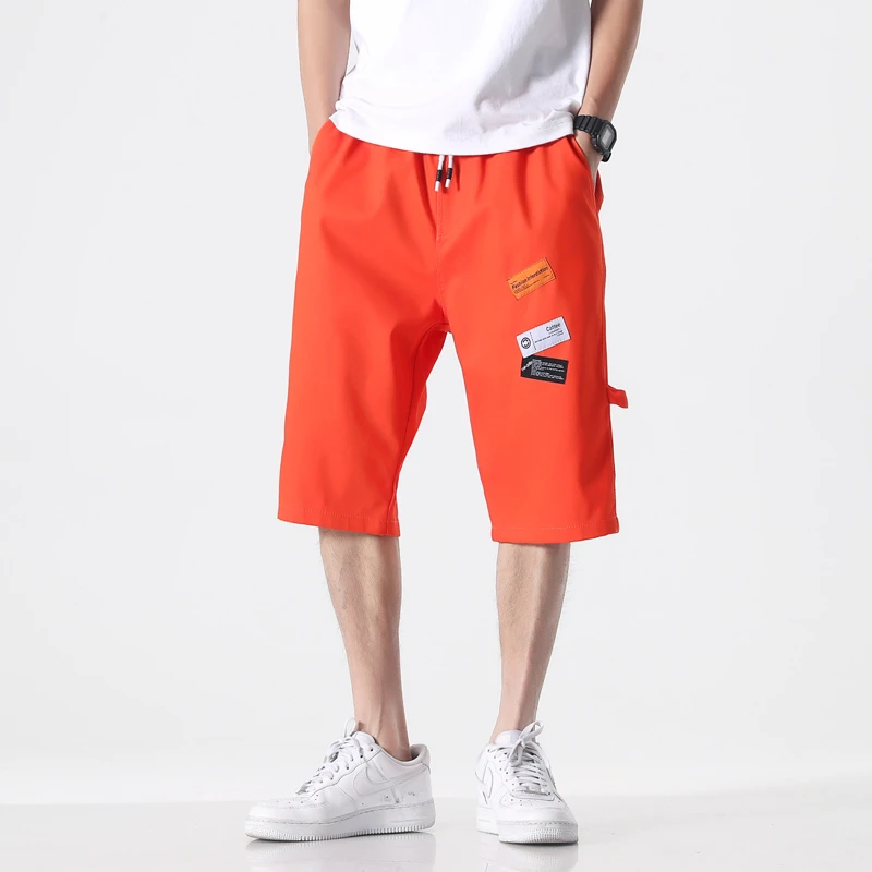 Мужские хлопковые шорты с принтом повседневные свободные пляжные до колен