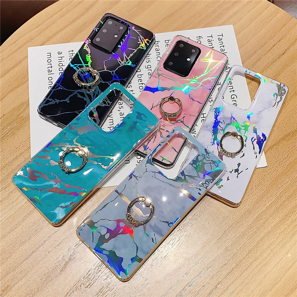 

Laser Marble Phone Cases for Samsung Galaxy S21 S20 FE Note 10 20 Ultra S10e S8 S9 Plus A21S A70 A50 A20 A30 A10 Soft IMD Cover