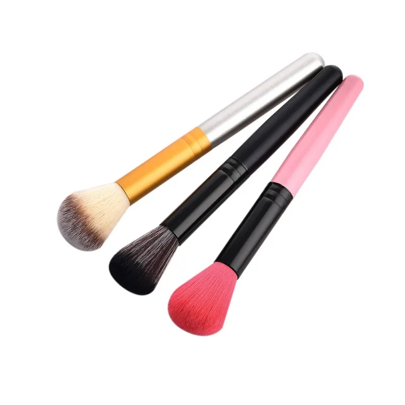 

3 Colors Pro Double Head Synthetic Hair Wood Handle Loose Powder Foundation Brush Tool Cosmetic Wooden Makeup Brush d1