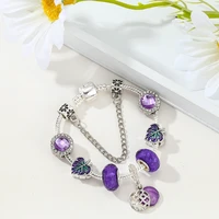 2021 new temperament purple jewelry fine bracelet european charm womens %e2%80%8bbrand bracele new style purple green leaf beads
