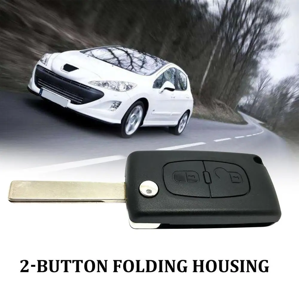 2 кнопки складной Корпус ключи Защитный чехол для Peugeot 207 307 407 308 модификация