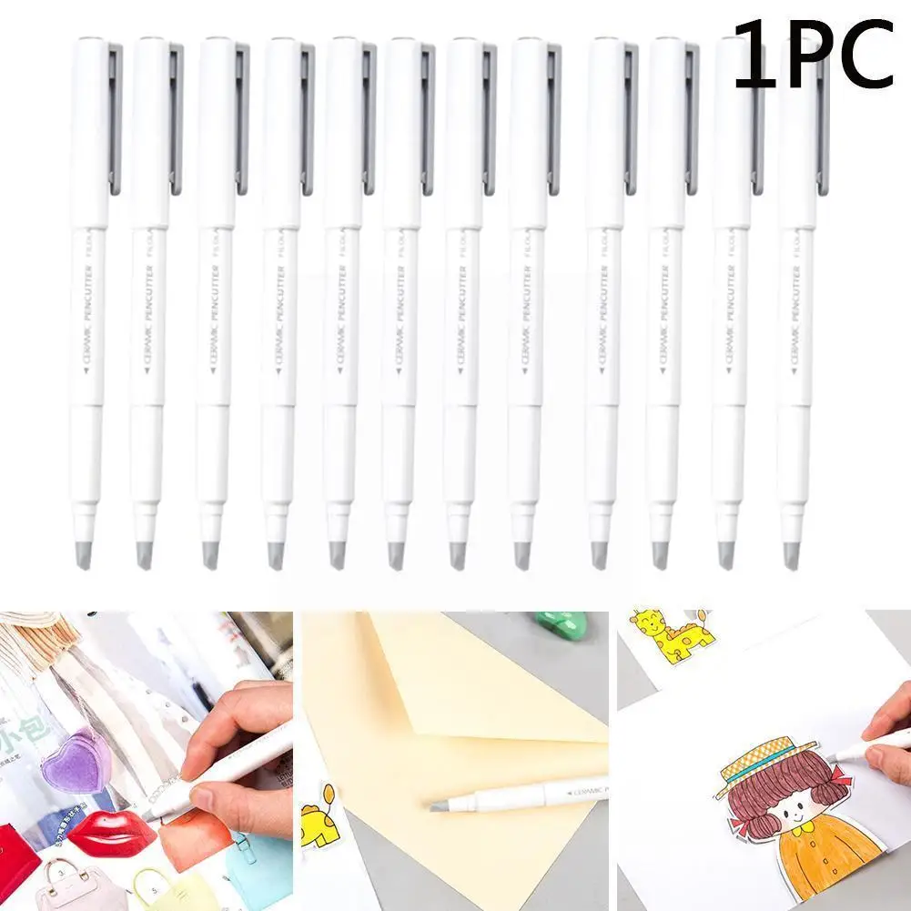 

1pcs Japan Creative Paper Pen Knife Wear-Resisting Newspaper Book Utility Knife Blade Knives Ceramic Cutting Hand Tape Y1L0