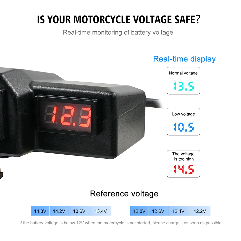 Зарядное устройство для мотоцикла с двумя USB-портами 3 1 А 10-24 В