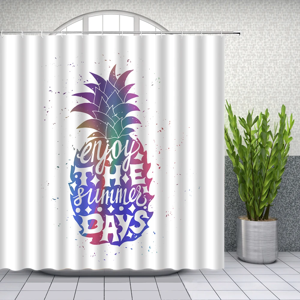 

Watercolor Pineapple Shower Curtains Colorful Fruit Creativity Pattern Bathroom Decor Home Bath Cloth Curtain Set Cheap