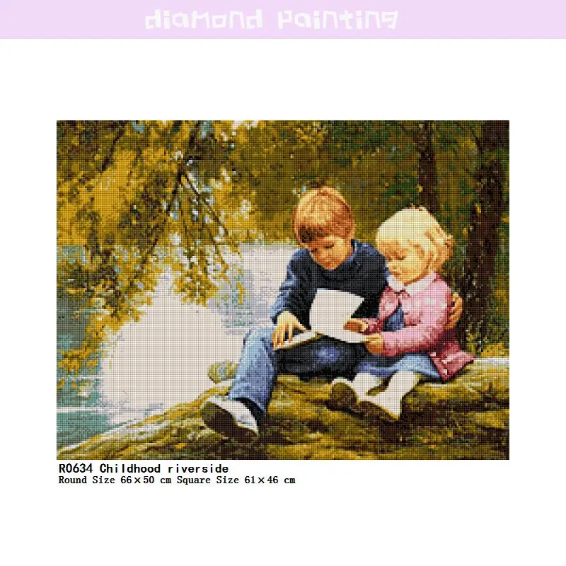 

Childhood Riverside 5D DIY Diamond Painting Full Square Round Art Patterns Acrylic Drill Tool Home Decor Special Shaped Complete
