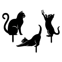wrought iron 3 playful black cat metal cats silhouette for outdoor yard decorations garden cats art