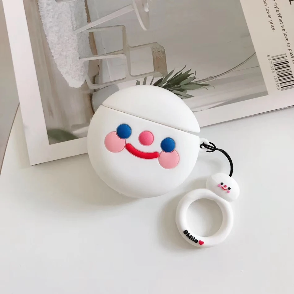 A3 Чехол для AirPods с милым мультяшным принтом Kawaii Smile, чехол для наушников Airpods 2/i10/i11TWS, Защитная крышка с подвесным кольцом, брелок из Китая - Цвет: A3