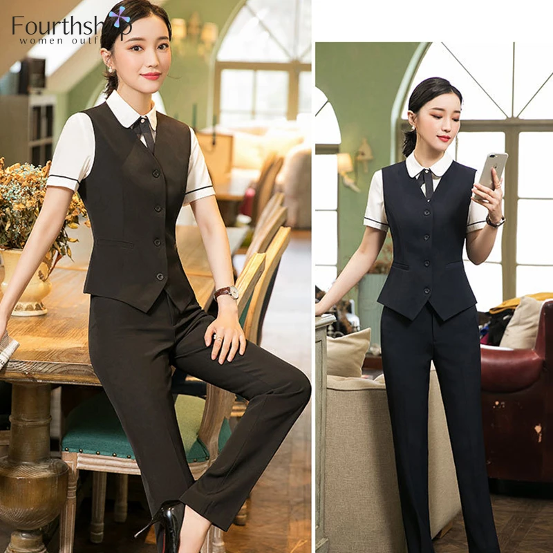 Женские Брючные костюмы деловая Женская рабочая форма весенний комплект из 2