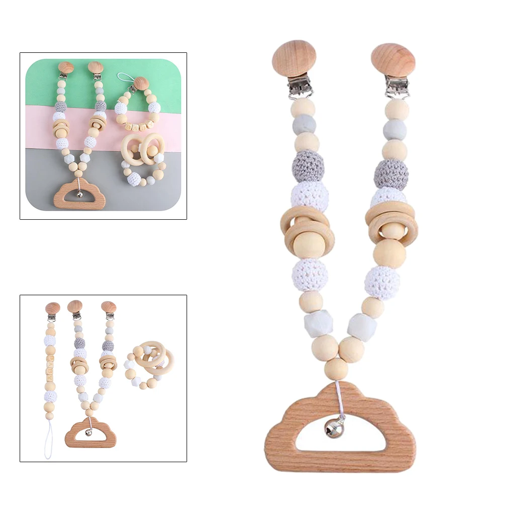 

DIY Baby Rattle Baby Teething Toys Wood Pendant Bead Baby Teether Wooden Toys Home Decor Ornaments Gifts