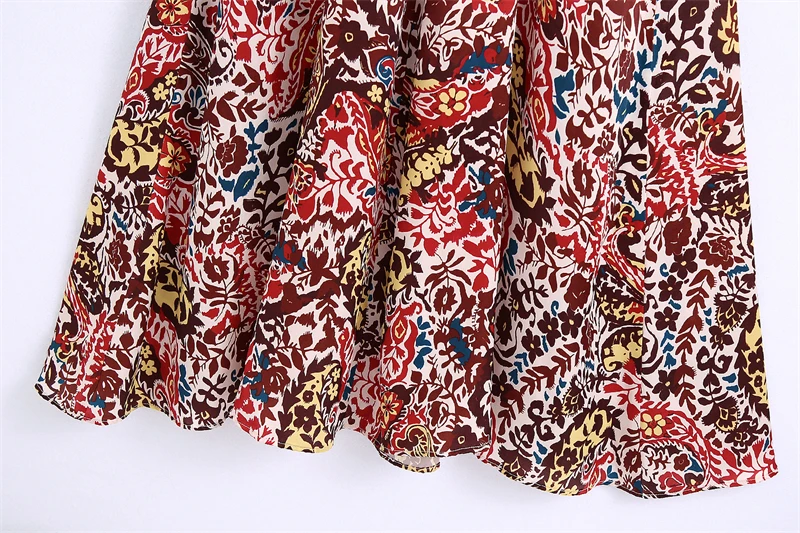 

2021 French Suspender Vintage Printing Holiday Style Cross A-Line Sleeveless Backless Spaghetti Strap Long Dresses Boho Women