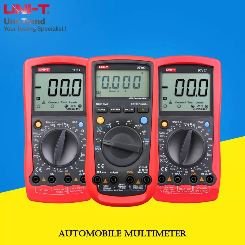 

UNI-T UT105 107 109 Automobile Multimeter/Manual range multi-purpose automobile maintenance multimeter/Dwell/Tach