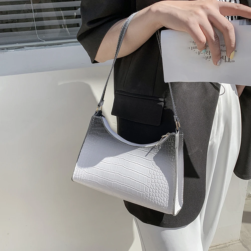 

2021 Fashion Ladies Gradient Shoulder Bag PU Casual Women Alligator Pattern Handbag Elegant Ladies Shoulder Bag