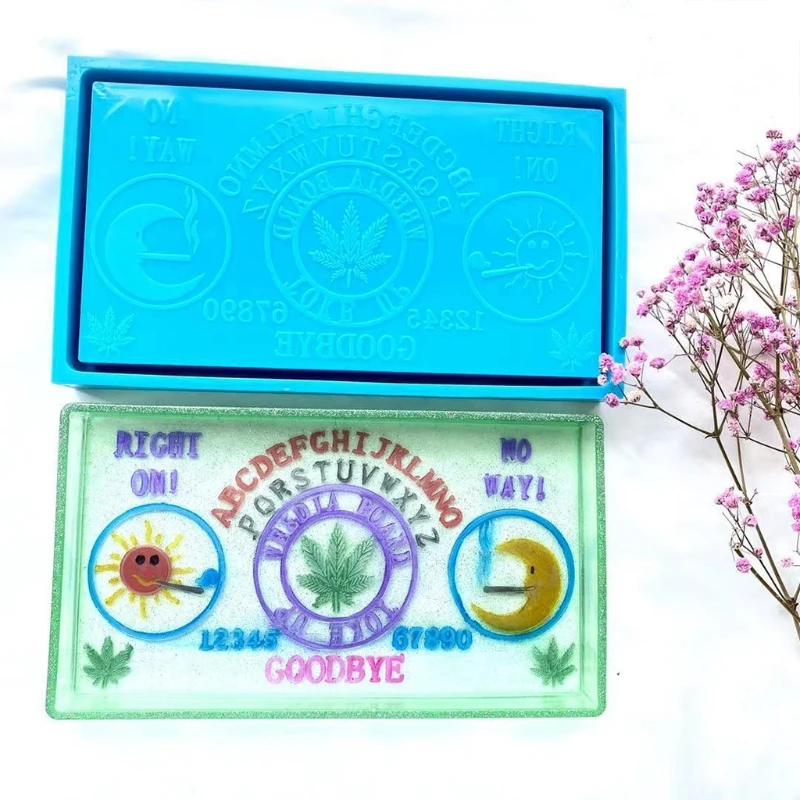 

Sun Moon Letters Tray Epoxy Resin Mold Jewelry Cosmetic Box Silicone Mould DIY Crafts Storage Box Decorations Casting Tools