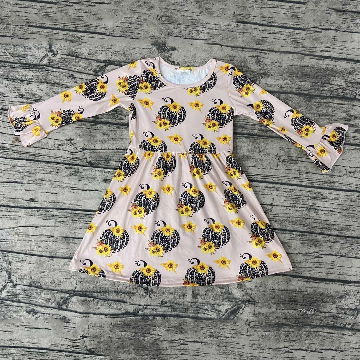 Droppshipping Popular Girl Long Sleeve Dress pumpkin series Baby Clothes Costume Kid's festival Dresses | Детская одежда и