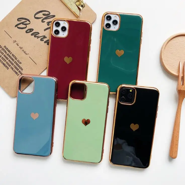 Чехол с гальваническим сердечком для iPhone 11 Pro XS Max X XR 7 8 6 6S Plus мягкий силиконовый
