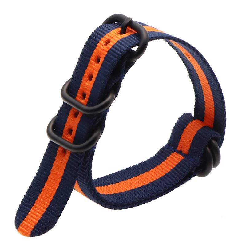 Blue orange B 21 цвет прочный нейлоновый ремешок otan ZULU ремешок 18 мм 20 мм 22 мм 24 мм полосатый Радужный холст замена ремешок для часов - Цвет ремешка: Blue orange B