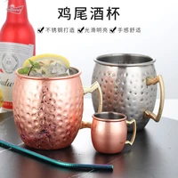 handle hammer moscow mule cup copper plated glass cocktail mug 304 stainless steel mug cup cocktail glass
