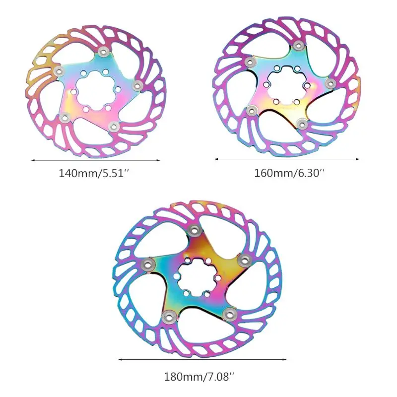 

Colorful Bicycle Brake Cooling Disc MTB Road Bike Floating Rotor Cool Down Rainbow Rotors 140/160/180mm