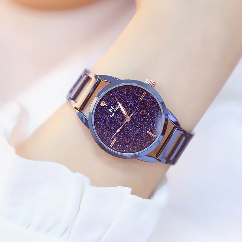 Роскошные Светящиеся женские наручные часы 2019 звездное небо женское платье