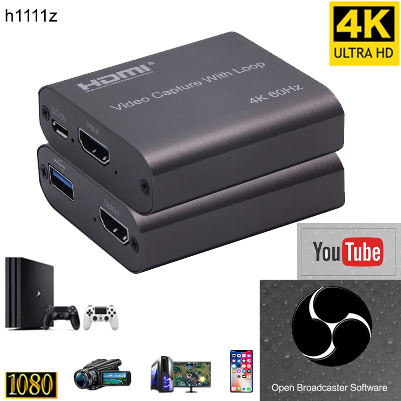 Плата видеозахвата HDMI HD 1080P 4K 60 Гц с на USB 3 0 для настольных игр искусственная