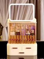 led light cosmetic storage box makeup organizer jewelry nail polish lipstick makeup container desktop drawer beauty storage case
