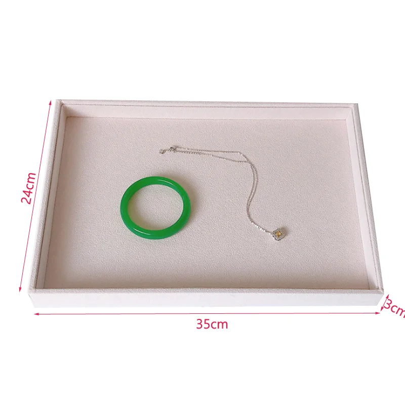 Hot Sale Beige Velvet Jewelry Tray Jewellery Organizer Storage Box Watch Holder Necklace Ring Earring Pendant Stand Series