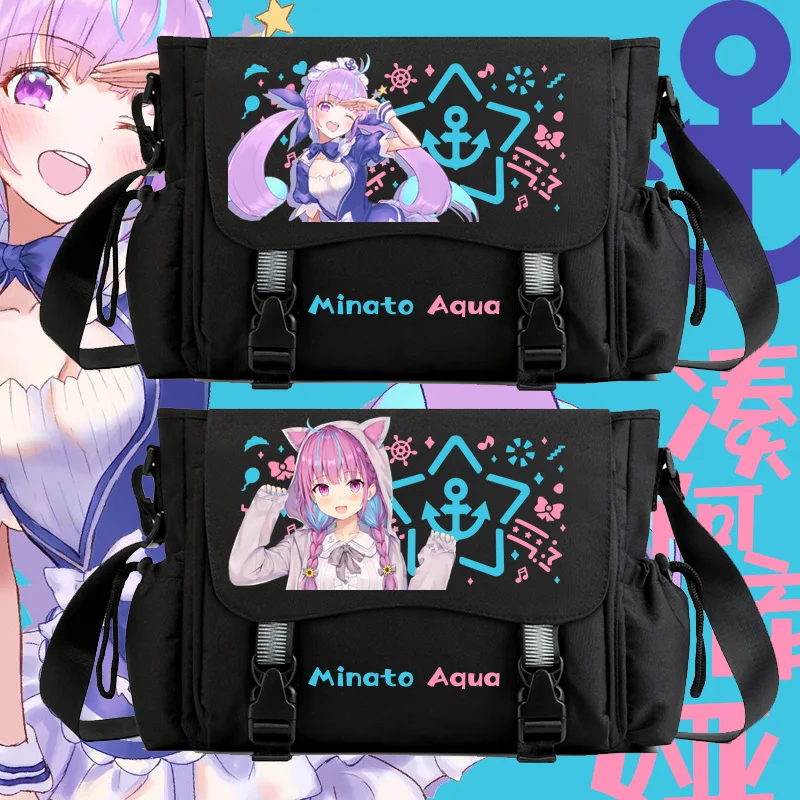 

Anime Hololive Vtuber YouTuber Minato Aqua Casual Satchel Shoulders Bag Anime Women Men Student School Bag Fashion Messenger Bag