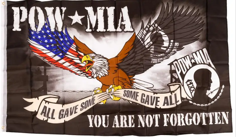 Черный xvggdg флаг 90x150 cmполиэфир военный памятный Pow Миа флаги США Pow памятные плакаты - Цвет: Черный
