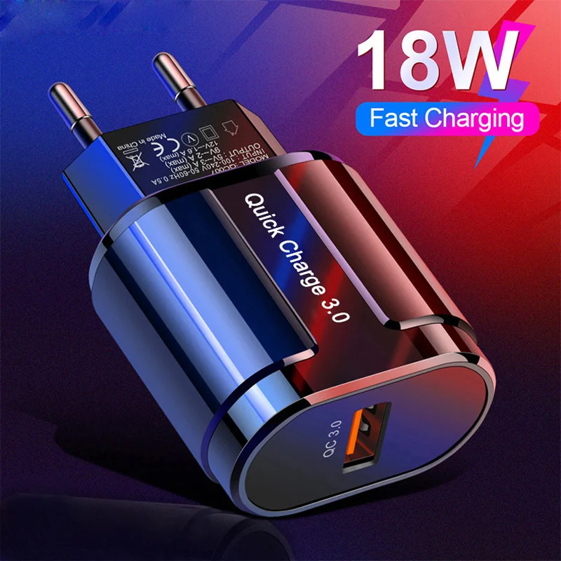 

3A Quick Charge 3.0 USB Charger For iPhone 11 Pro 8 EU Wall Mobile Phone Charger Adapter QC3.0 Fast Charging For Samsung Xiaomi
