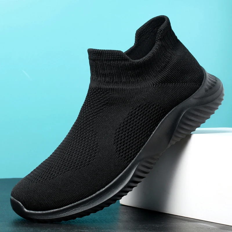 Кроссовки-носки мужские без шнуровки мягкие удобные прогулочные кеды плоская