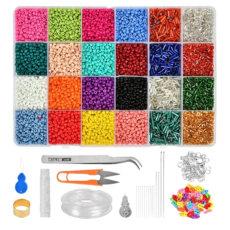 

14126PC Bead Kit Mixed Color Glass Bead DIY Bracelet Necklace Material Bracelet Jewellery Making and Crafts for Bracelet Elastic