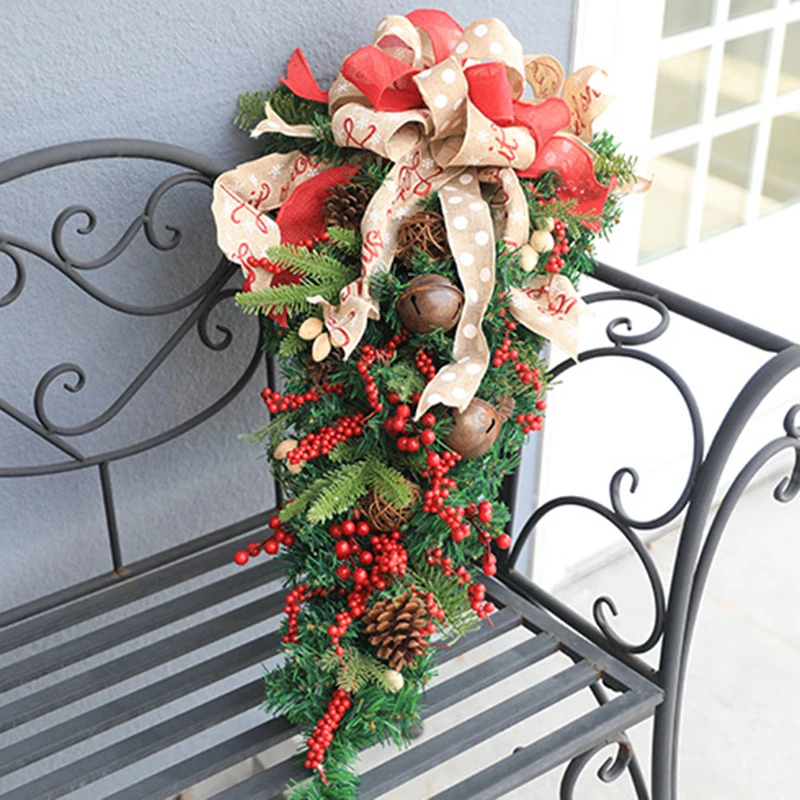 

Christmas Artificial Vine Garland 60cm Pine Cone Rattan Upside Down Xmas Tree Door Swag Wreath Front Door Decor Natal Decoration