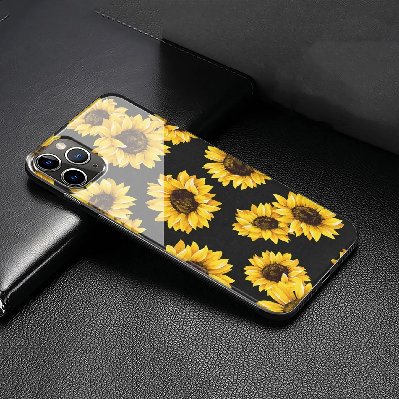 Чехол с подсолнухами и цветами цветной чехол из закаленного стекла для телефона