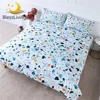 BlessLiving Quartz Bedding Set Colorful Stones Comforter Cover Rock Terrazzo Bed Cover Blue Orange Marble Bedlinen Hot Sale 1
