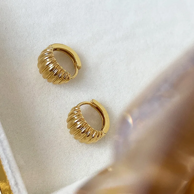 

HIYONG Small Size Crossiant EarringsBraided Twisted Hoop Earrings Retro Women Girls Geometric Punk Earring Female Jewelry Gifts