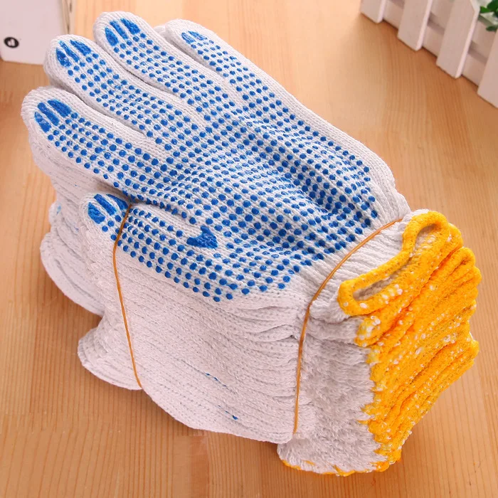 Пятнистые хлопковые перчатки защитная Рабочая линия погружная резина