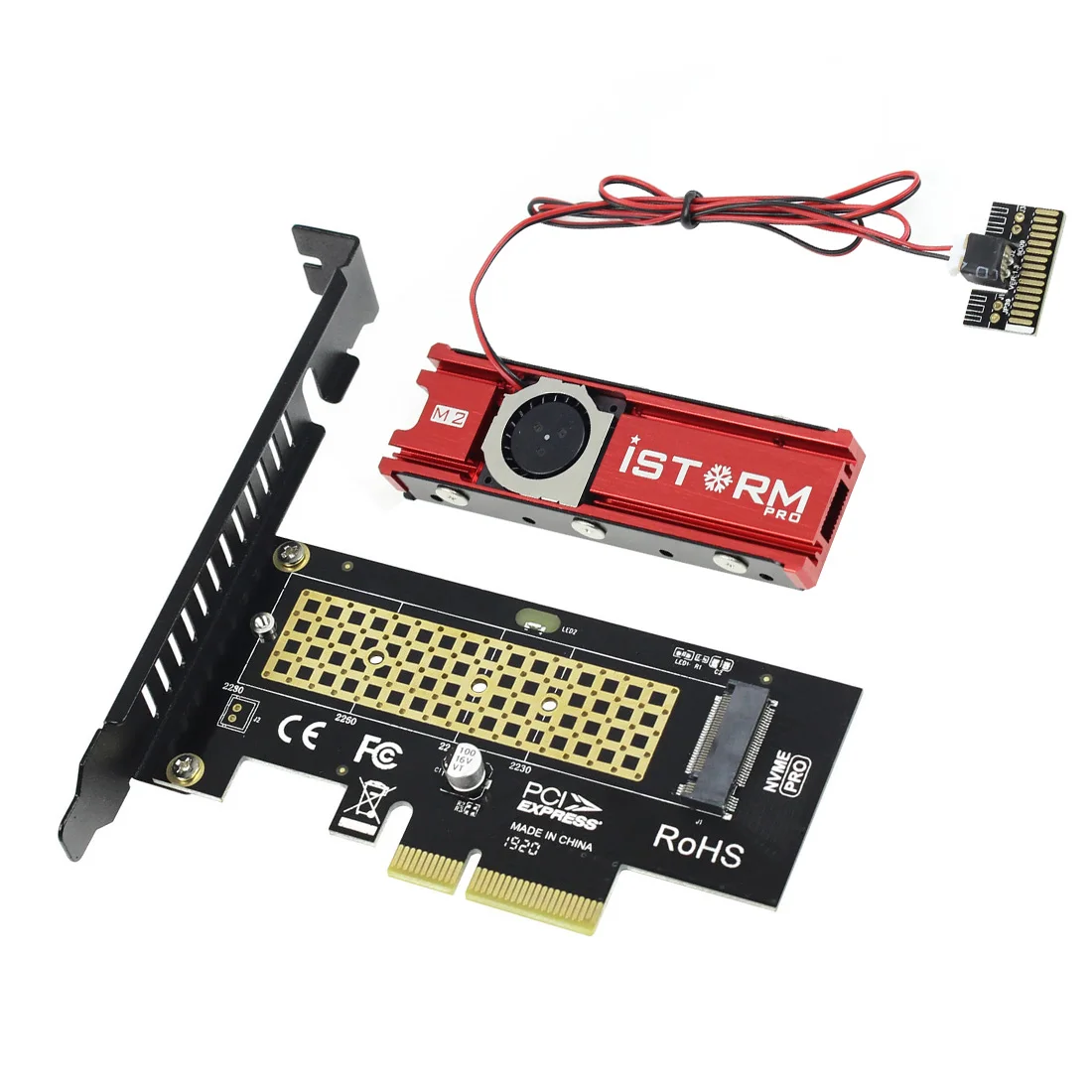 JEYI SK4 + охлаждающий теплоотвод Storm Fan Heatsink Combo M.2 для NVMe SSD на PCI E X4 адаптер карта M