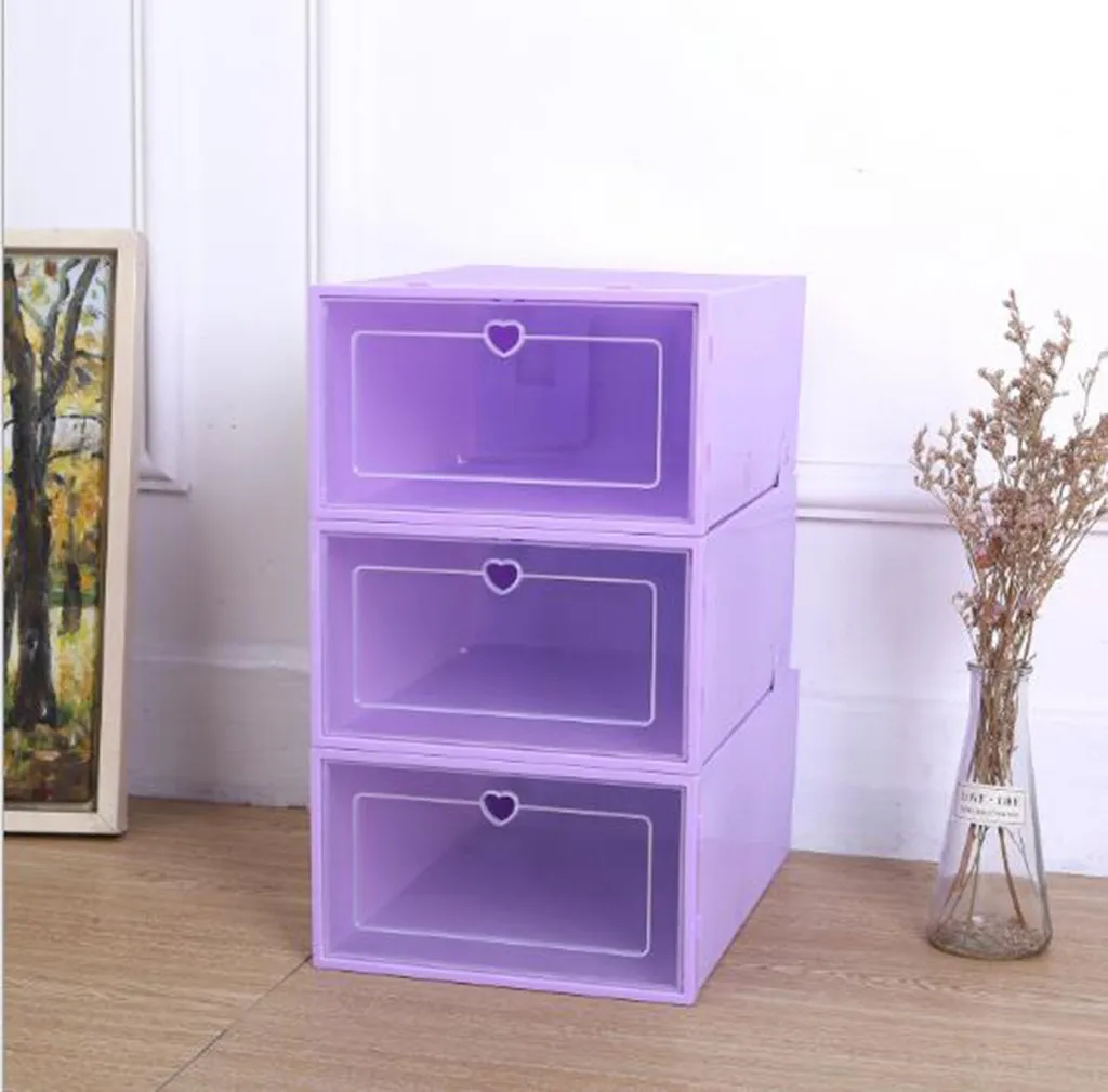 

Foldable Clear Shoes Storage Box Plastic Stackable Assembly Organizer Shoe Organizer Stackable Space Saving Home Organization