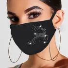 Маска Женская эластичная с принтом в виде деда мороза и ушей