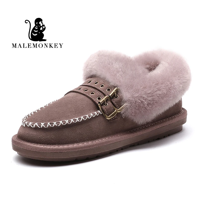 2019 New Fashion Winter Women Boots Short Plush Low Heel Shoes Warm Square Toe Designer Knot Casual | Обувь