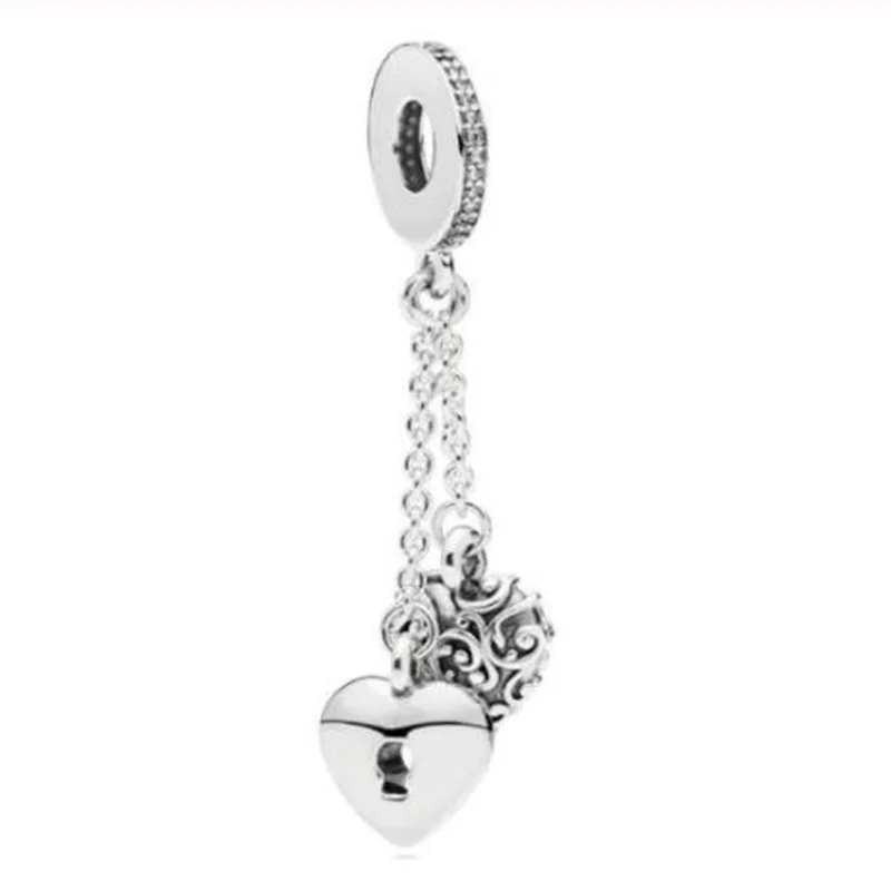 

100% 925 Sterling Silver Charm New Silver Heart Pendant Fit Pandora Women Bracelet & Necklace Diy Jewelry